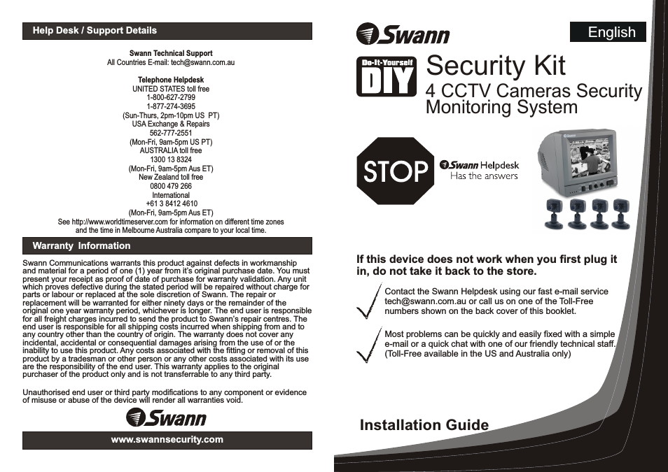 4 CCTV Cameras Security Monitoring System