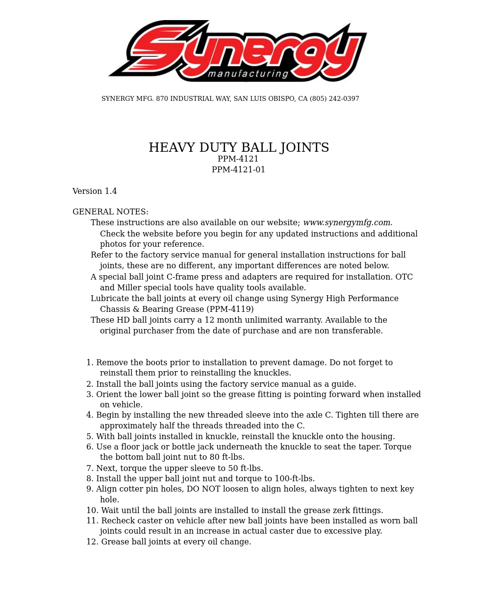 4121/21-01 - Heavy Duty Ball Joints