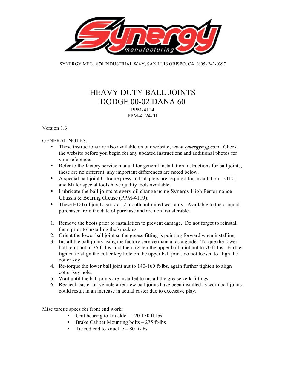 4124 - Heavy Duty Ball Joints