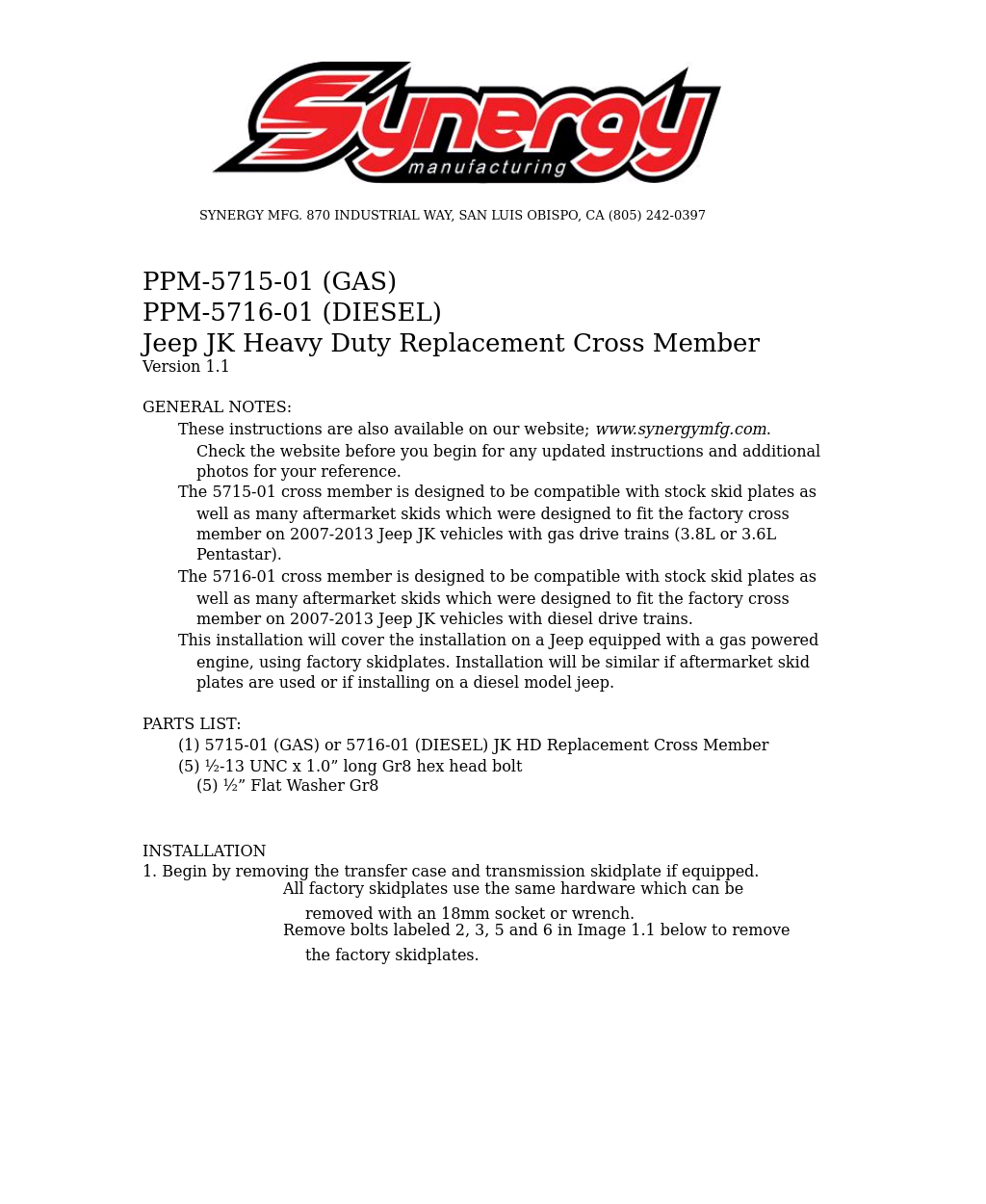 5716-01 - JK Diesel HD Transmission Cross Member 07+