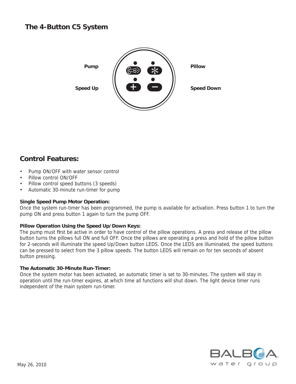 4 Button C5 System Panel Instructions