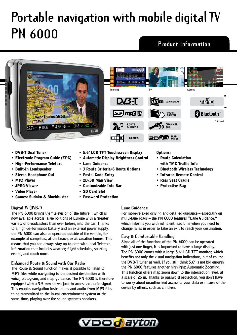 Portable Navigation with Mobile Digital TV PN 6000