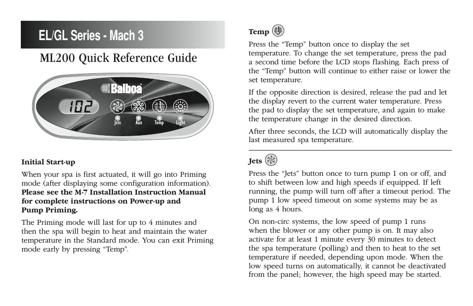 ML200 Quick Reference