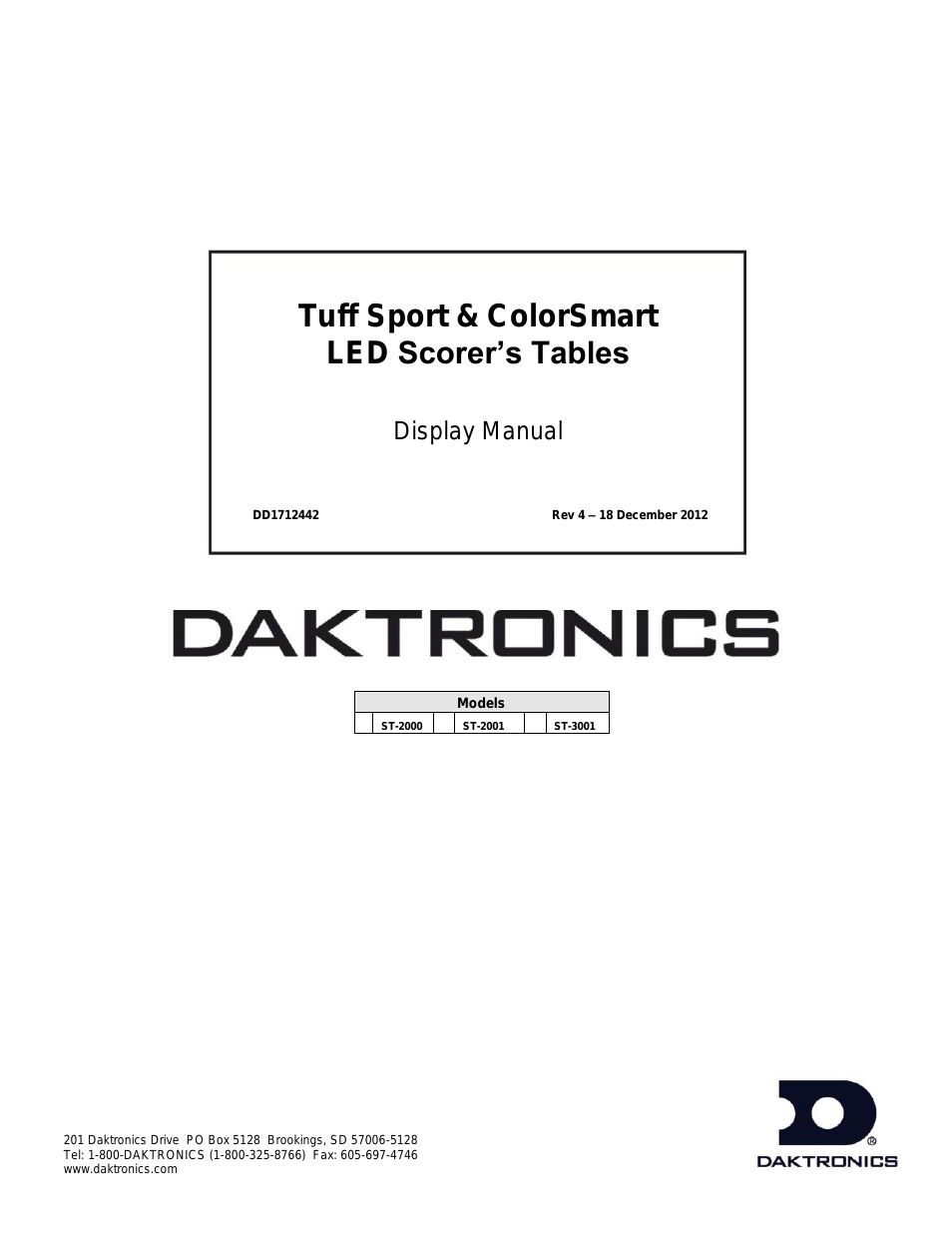 ST-2001 Tuff Sport & ColorSmart LED Scorer’s Table