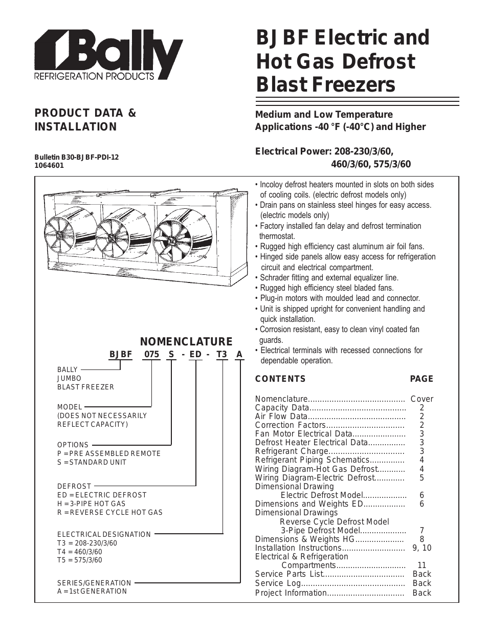 BJBF Electric, and Hot Gas Defrost Blast Freezers
