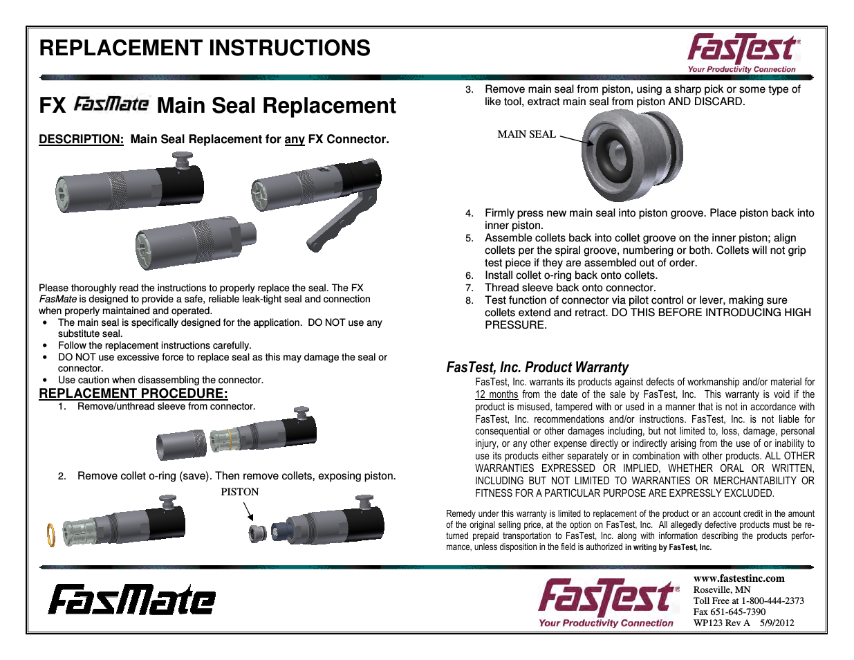 FasMate FX Series Main Seal Replacement