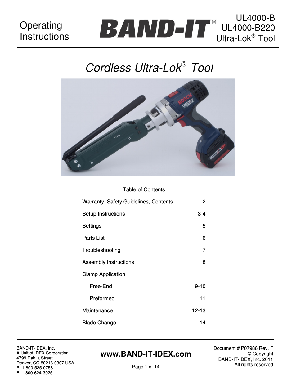 UL4000-B Cordless Ultra-Lok Tool