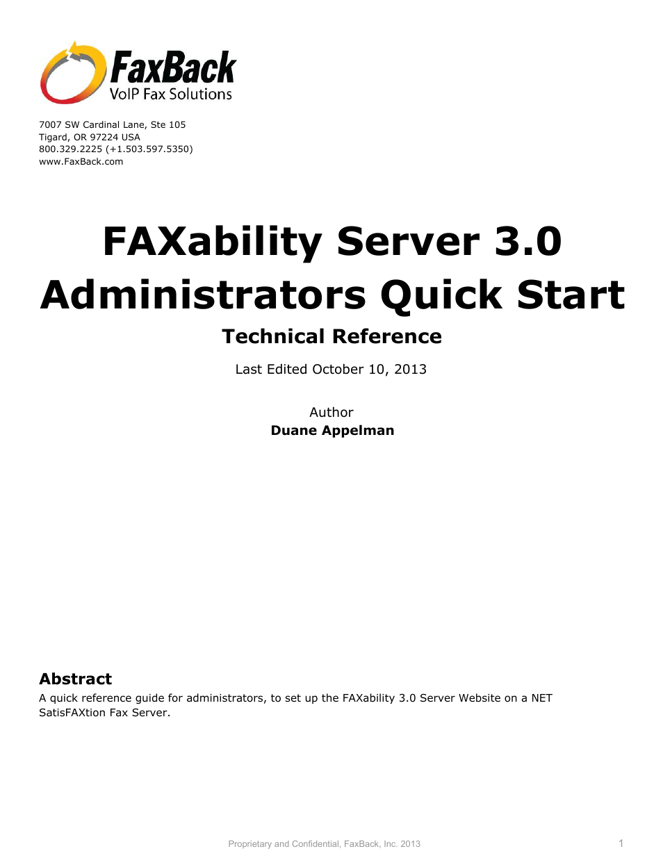 FAXability Server 3.0 - Quick Start Guide