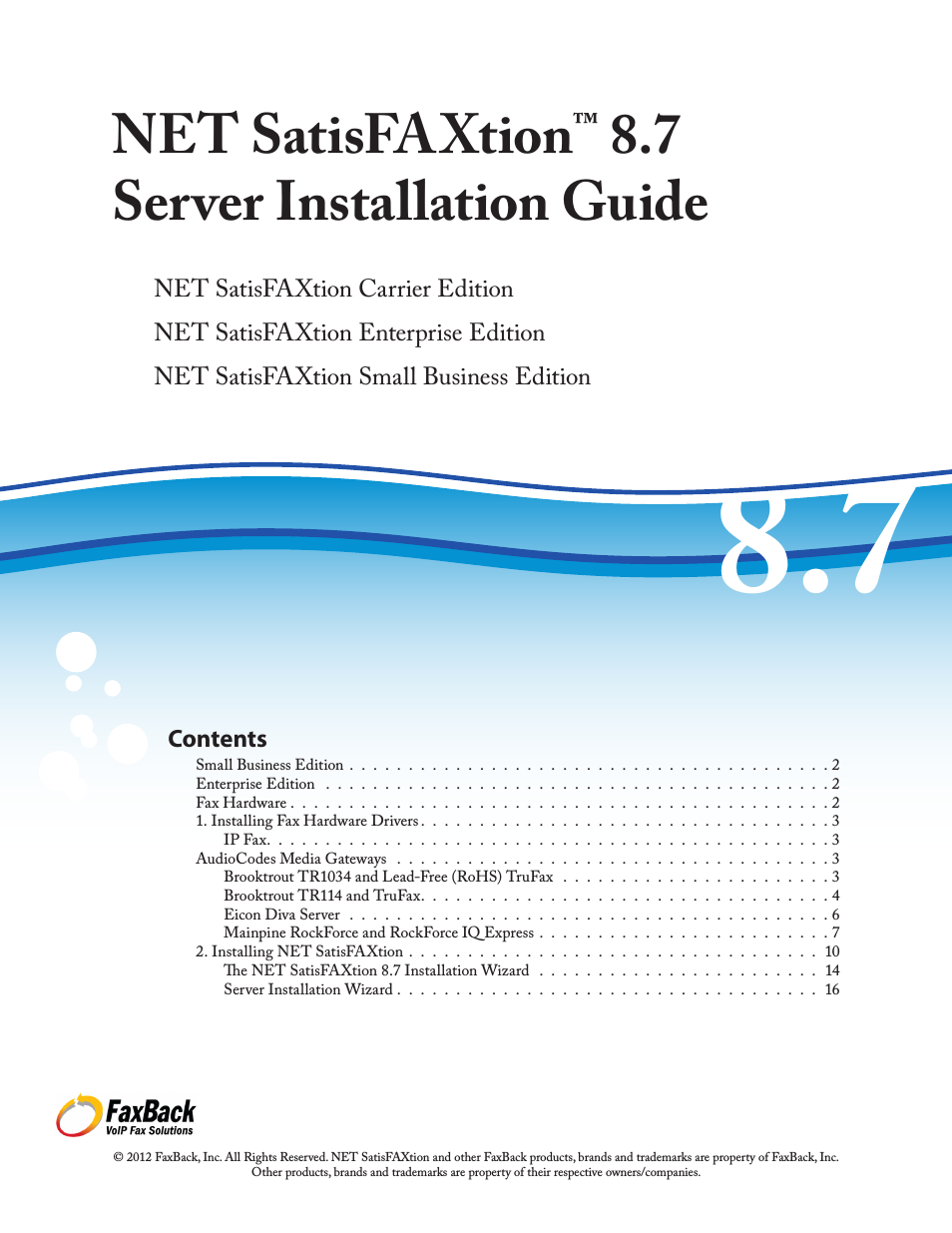 NET SatisFAXtion 8.7 (Including R3) - Installation Guide