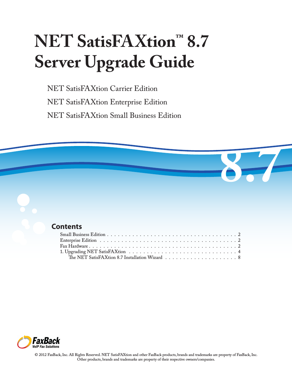 NET SatisFAXtion 8.7 (Including R3) - Upgrade Guide
