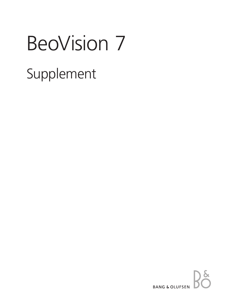 BeoVision 7-32 Supplement