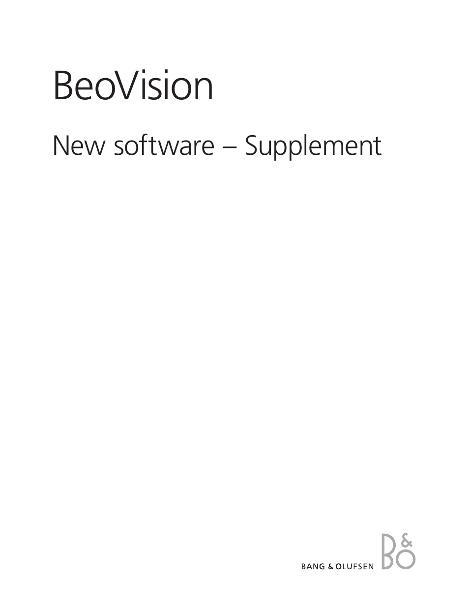 BeoVision 9 Supplement