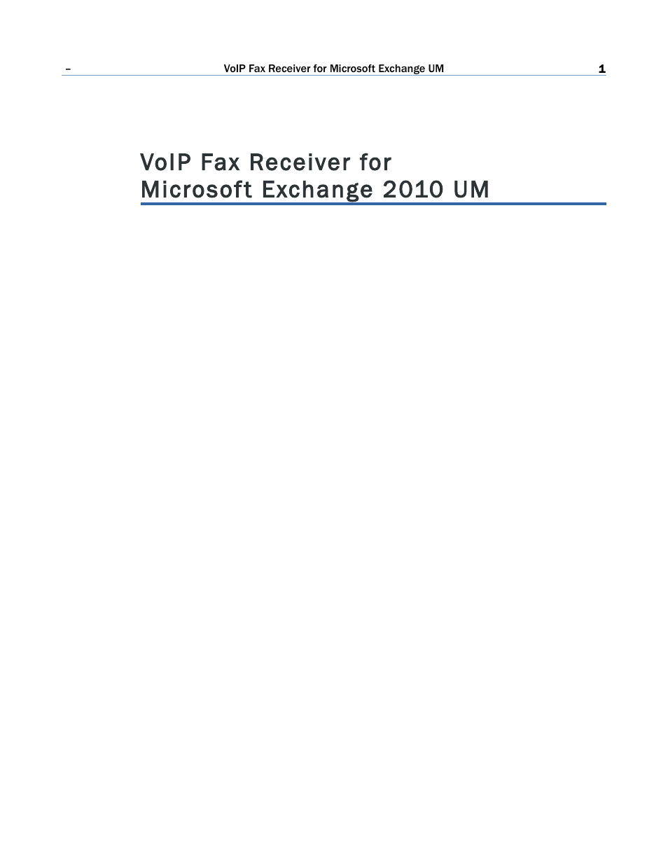 VoIP Fax Receiver for Microsoft Exchange 2010 UM