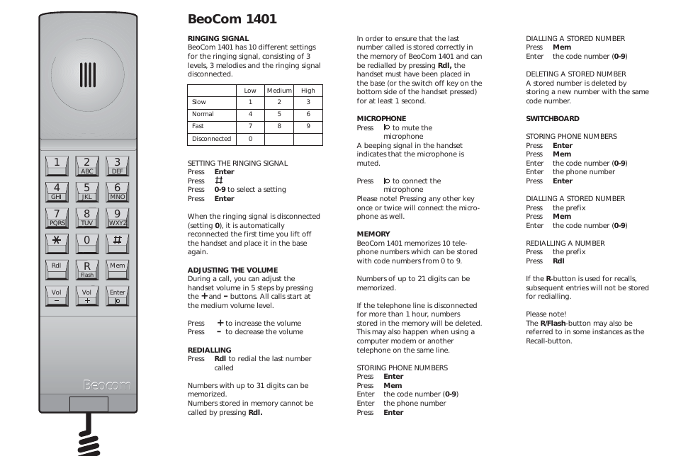 BeoCom 1401 - User Guide