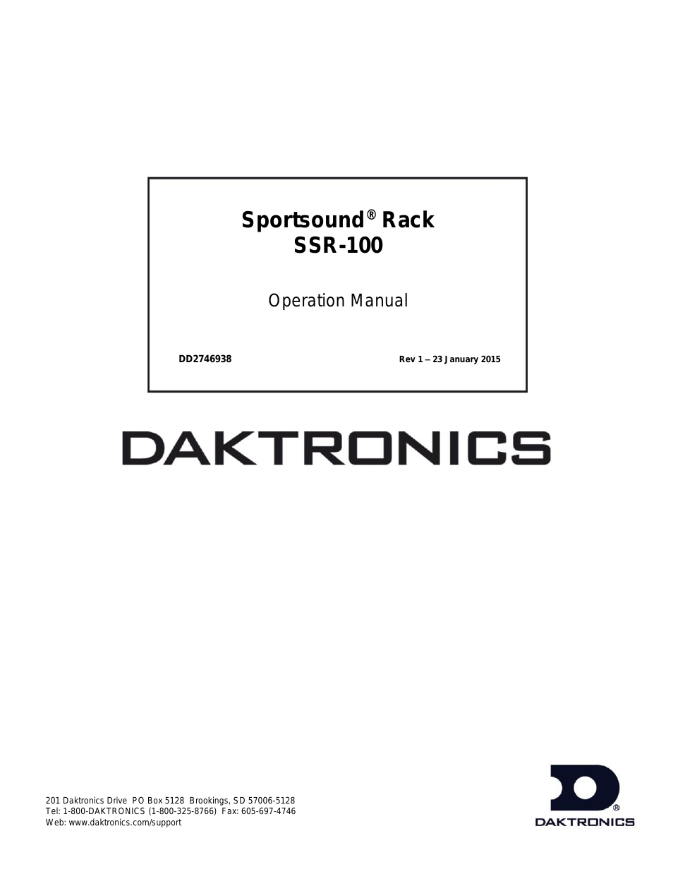 Sportsound Rack SSR-100 Operation Manual