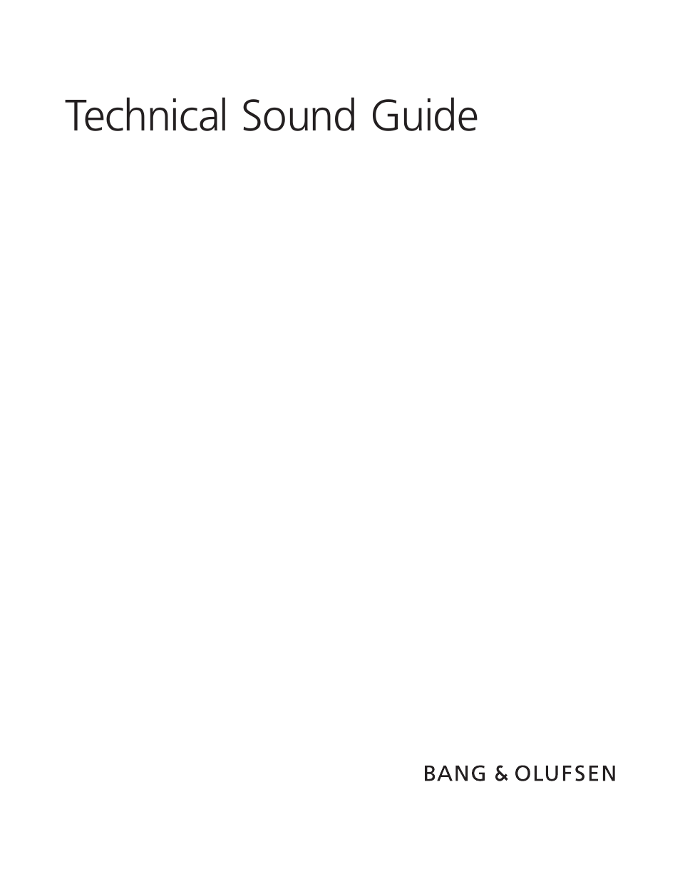 BeoVision Avant - Technical Sound Guide