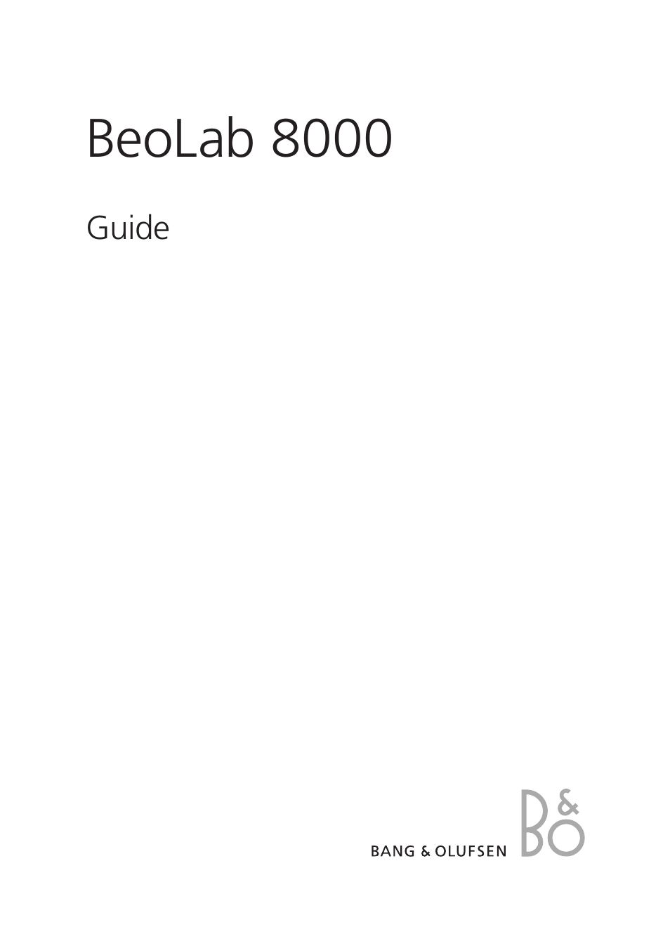 BeoLab 8000 - User Guide