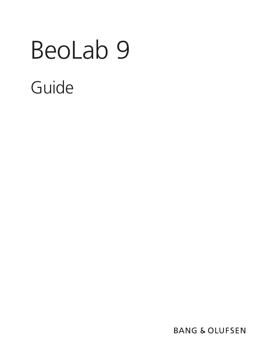 BeoLab 9 - User Guide