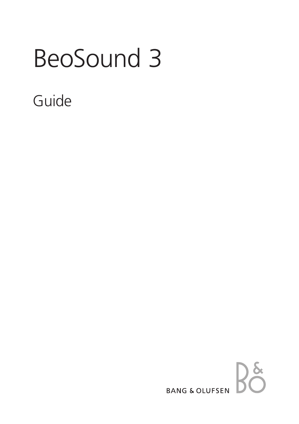 BeoSound 3 - User Guide