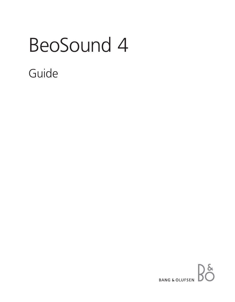 BeoSound 4 - User Guide