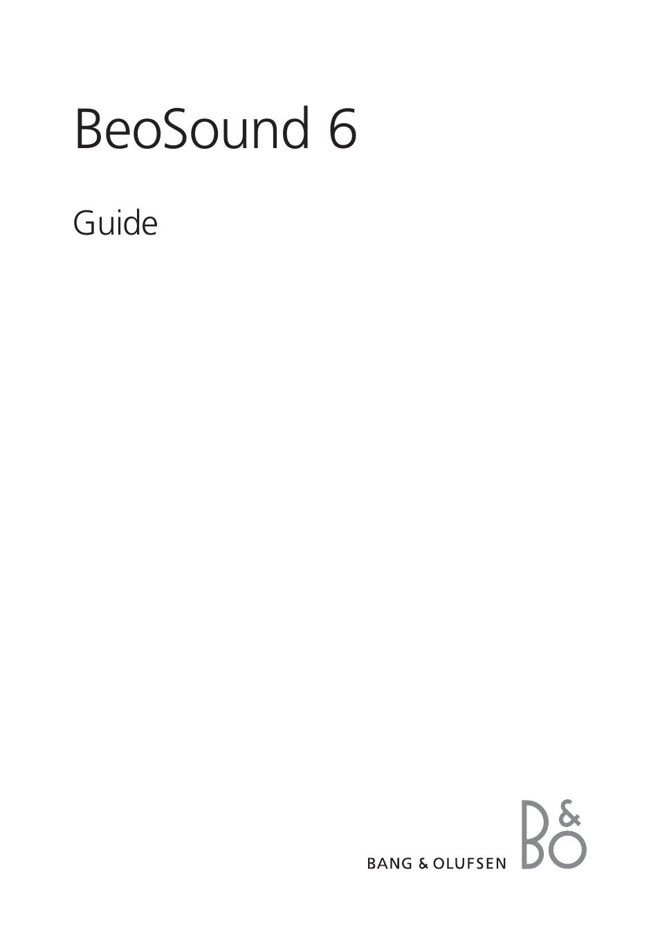 BeoSound 6 - User Guide