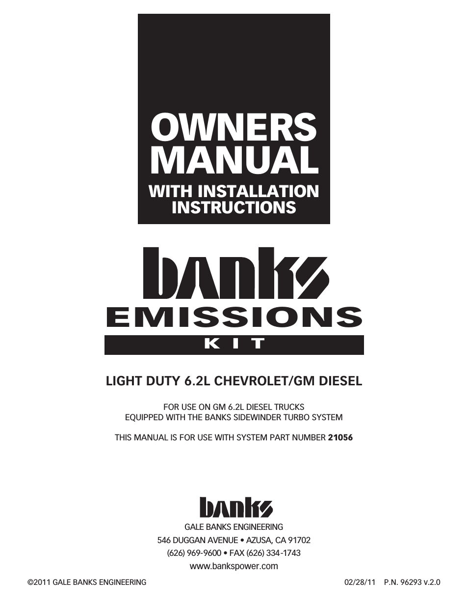 Chevy_GMC Trucks: Diesel ’82 - 93 6.2L Light-duty emissions kit