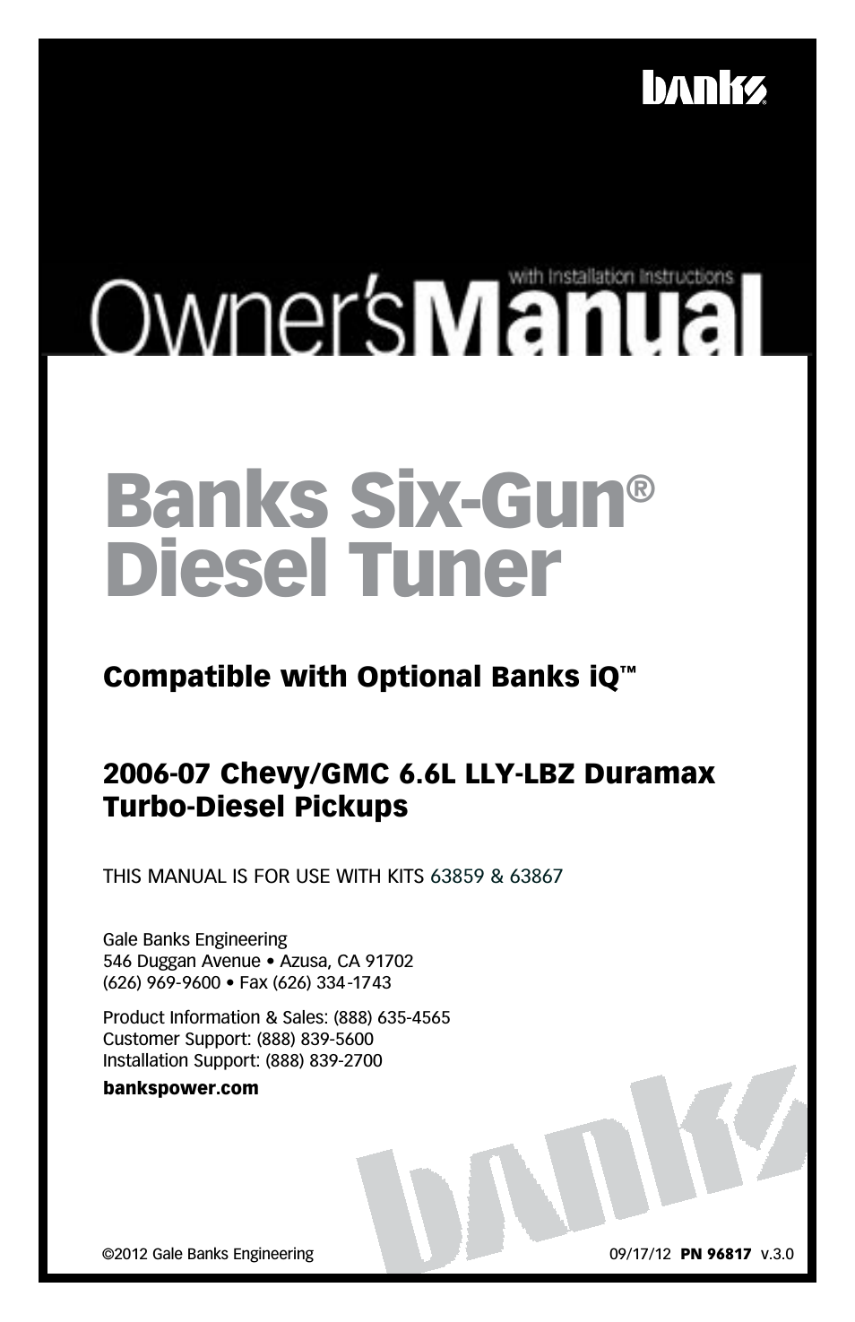 Chevy_GMC Trucks: Duramax LLY-LBZ (Diesel ’06 - 07 6.6L) Tuner- Six-Gun Diesel Tuner '06-07 (iQ) Compatible with Optional Banks iQ & Speed-Loader