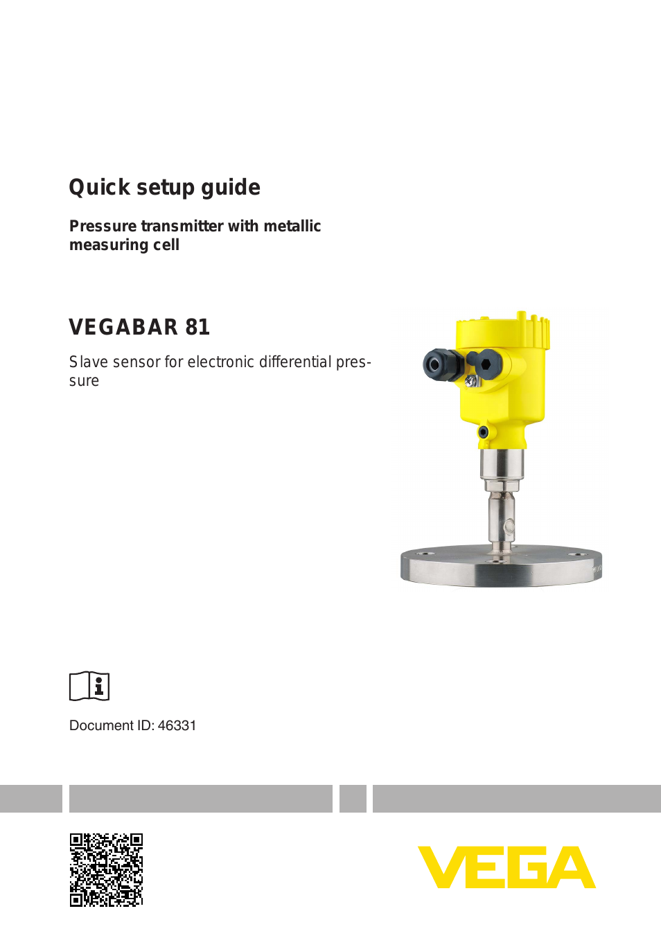 VEGABAR 81 Save sensor - Quick setup guide
