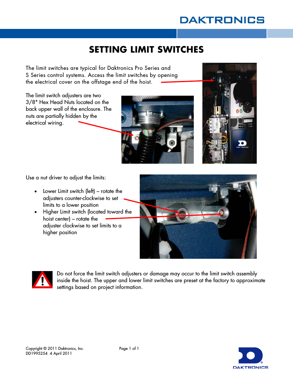 SETTING LIMIT SWITCHES