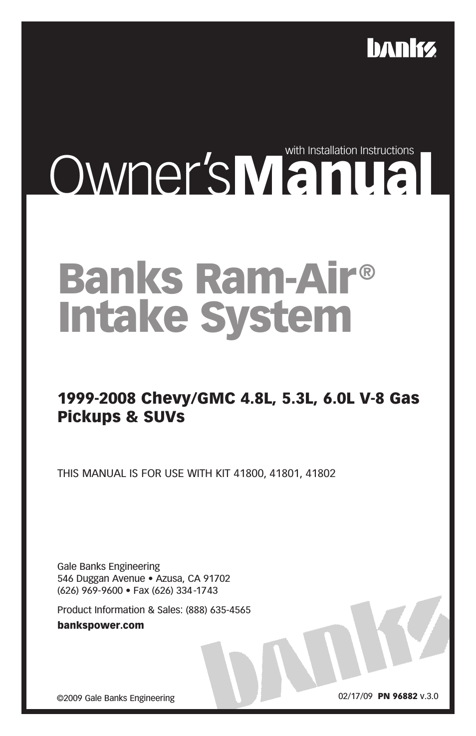 Chevy_GMC Trucks: Gas ’99 - 14 4.3,4.8,5.3,6.0,6.2,8.1 Intake- Ram-Air Intake System '99-08 Chevy-GMC (4.8L, 5.3L & 6.0L) Pickups & SUVs