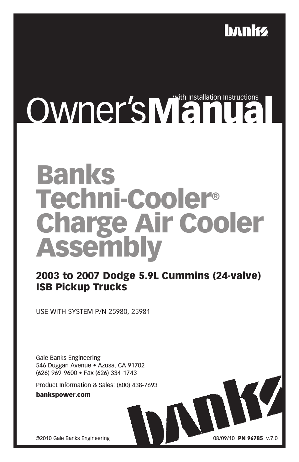 Dodge Trucks: (Diesel ’03 - 07 5.9L Cummins) Intake- Techni-Cooler Charge Air Cooler ('03-07)