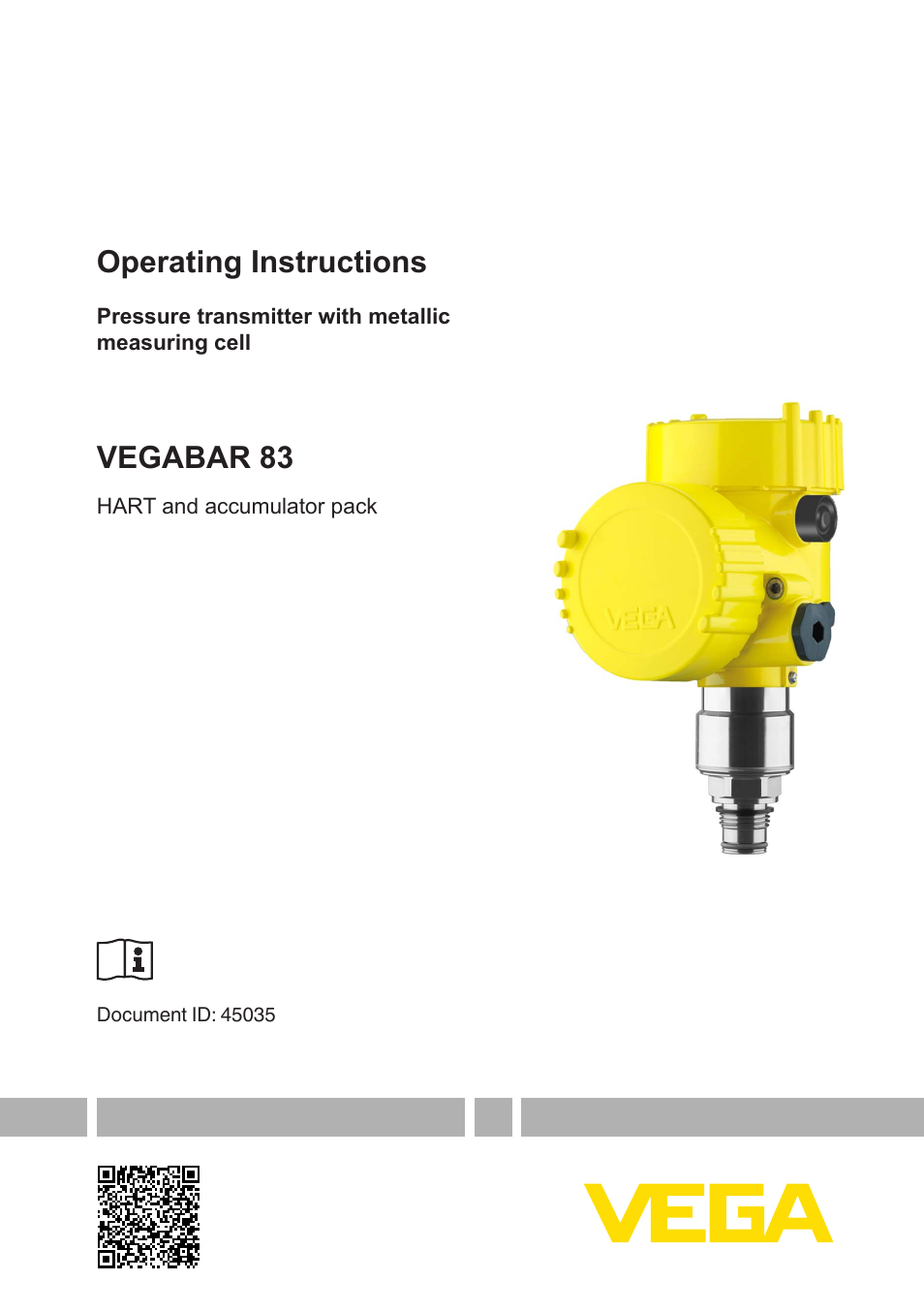 VEGABAR 83 HART and accumulator pack - Operating Instructions