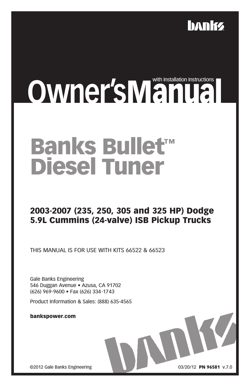 Dodge Trucks: (Diesel ’03 - 07 5.9L Cummins) Tuner- Bullet Diesel Tuner '03-07 235, 250, 305, 325 HP Dodge 5.9L Cummins (24-valve) Trucks