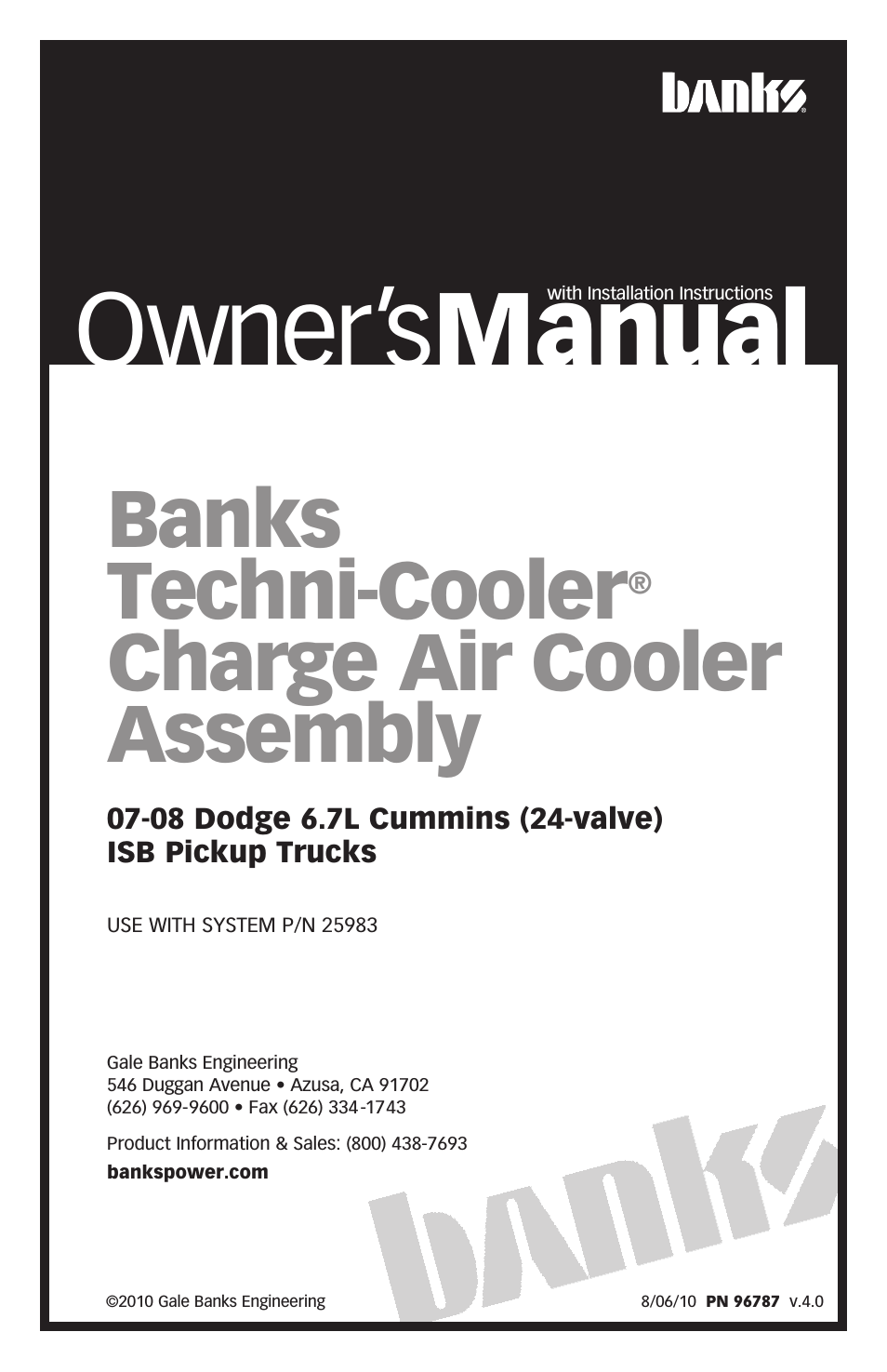 Dodge Trucks: (Diesel ’07 - 12 6.7L Cummins) Intake- Techni-Cooler Charge Air Cooler '07-08