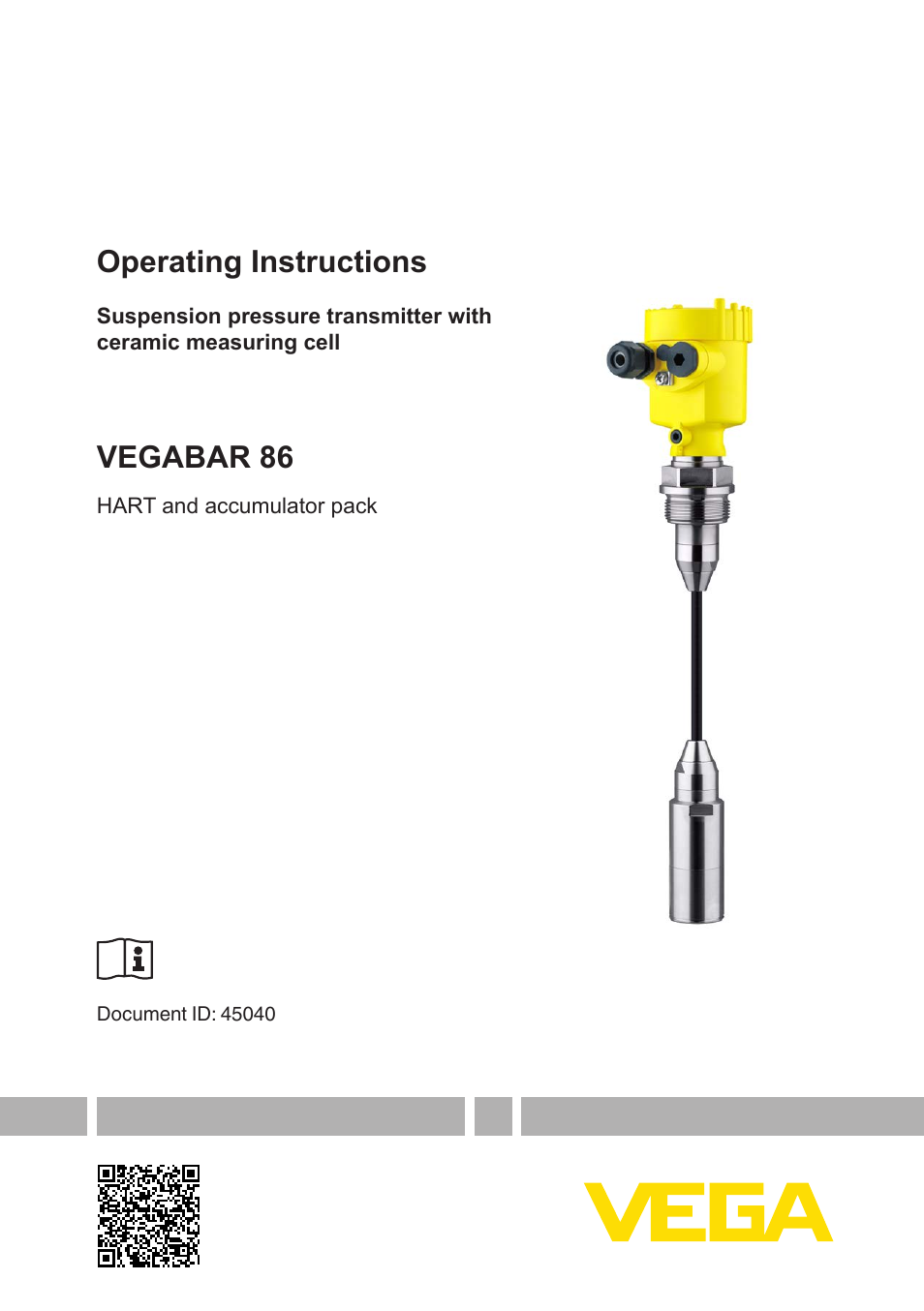 VEGABAR 86 HART and accumulator pack - Operating Instructions