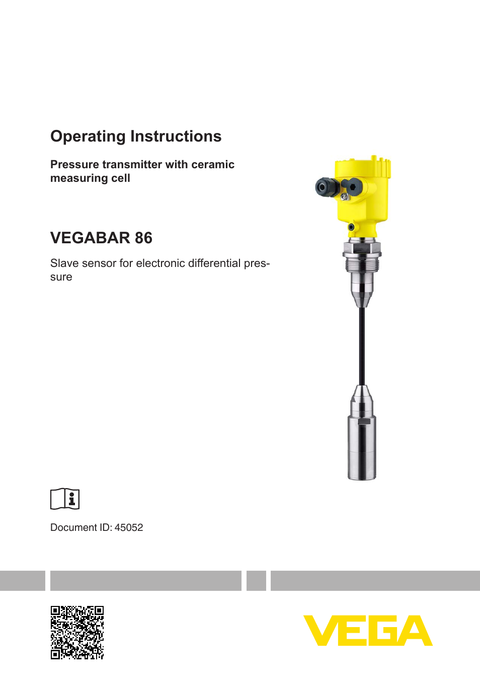 VEGABAR 86 Save sensor - Operating Instructions