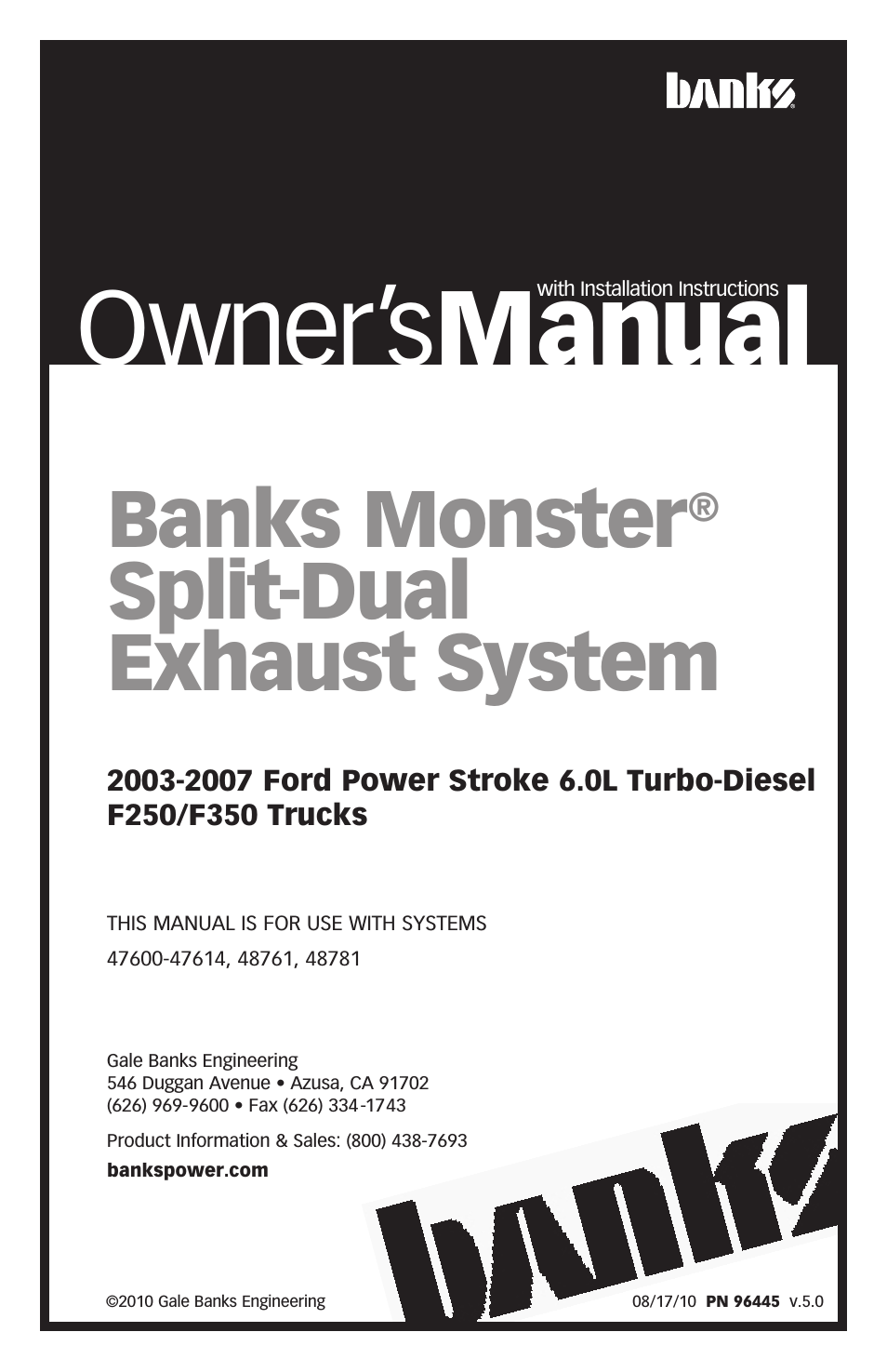 Ford Trucks: (Diesel ’03 - 07 6.0L Power Stroke) Exhaust- Monster Exhaust, Split-Dual '03-07 F250-F350