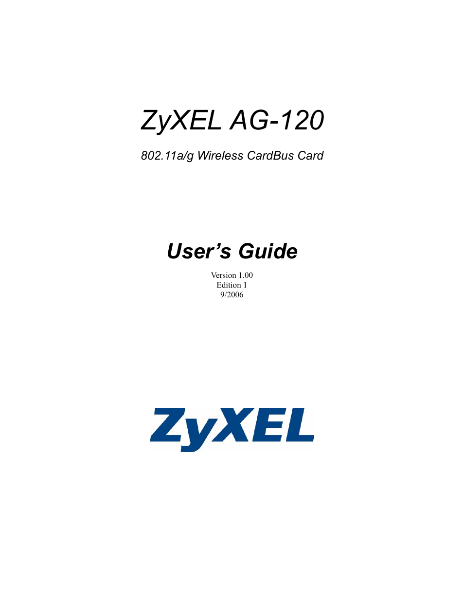 802.11a/g Wireless CardBus Card ZyXEL AG-120