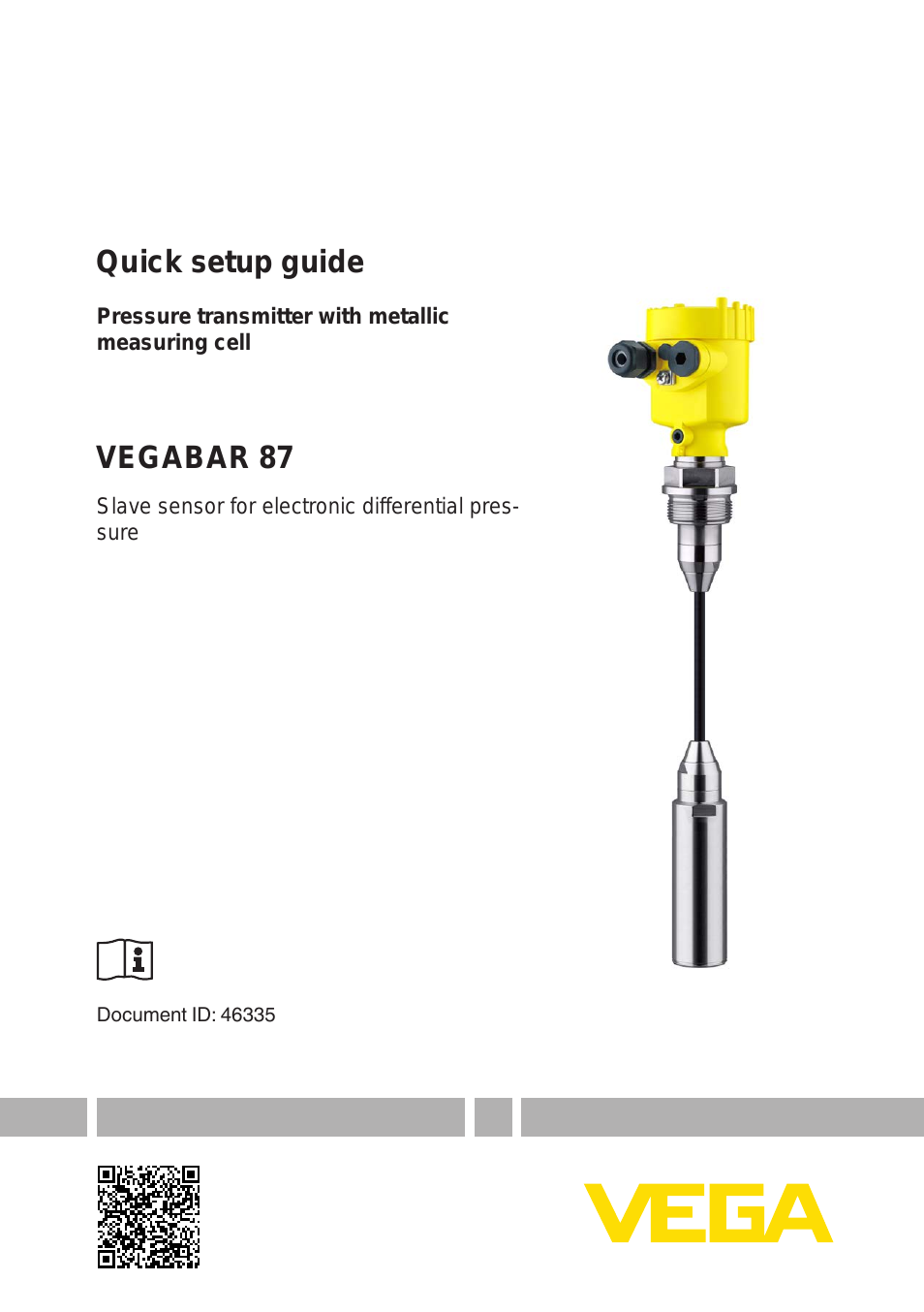 VEGABAR 87 Save sensor - Quick setup guide
