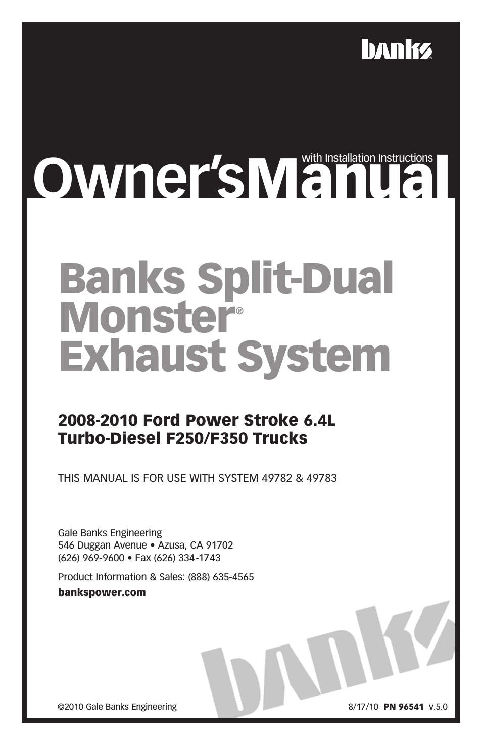 Ford Trucks: (Diesel ’08 - 10 6.4L Power Stroke) Exhaust- Monster Exhaust, Split-Dual '08-10 F-250_ F-350