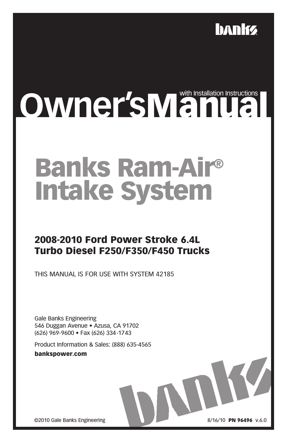 Ford Trucks: (Diesel ’08 - 10 6.4L Power Stroke) Intake- Ram-Air Intake System '08-10 F-250_ F-350_ F-450