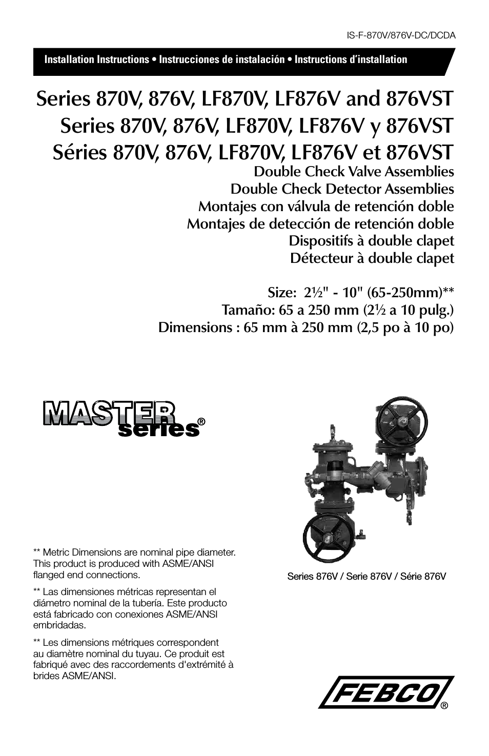 876VST Master Series Configurable Design Double Check Detector Assemblies