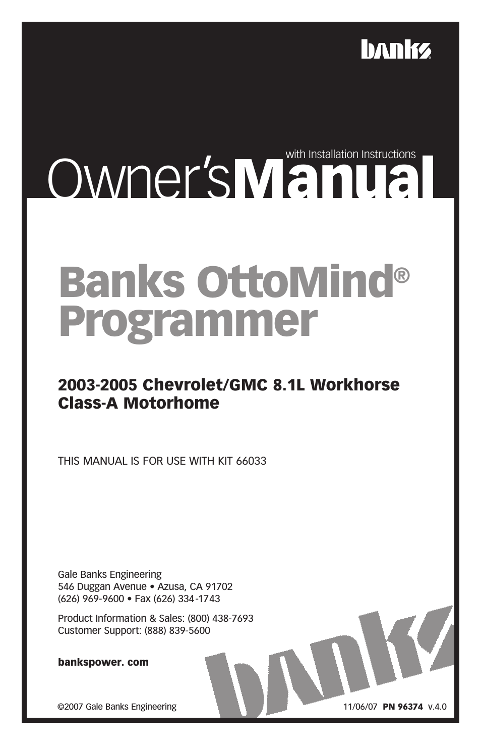 GM Motorhomes: (Gas ’01 - 10 8.1L Workhorse) Programmer- AutoMind Programmer '03-05 Class-A MH