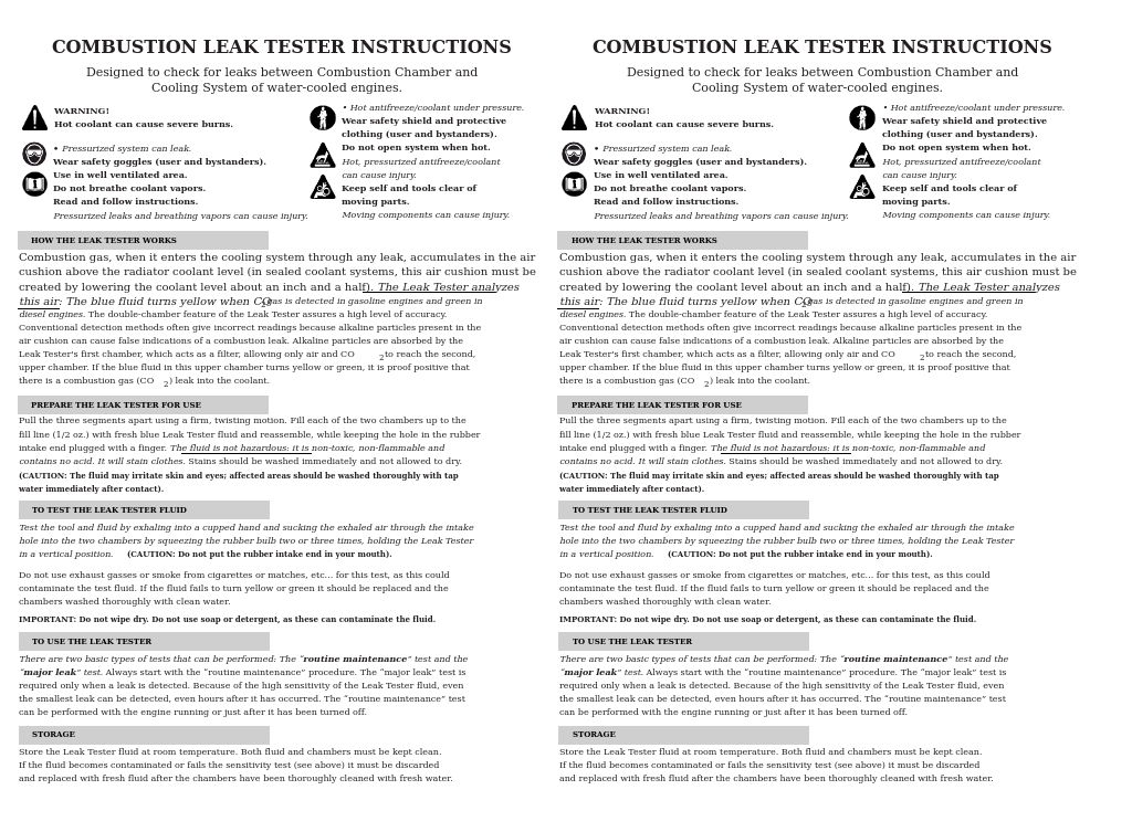 Combustion Leak Tester