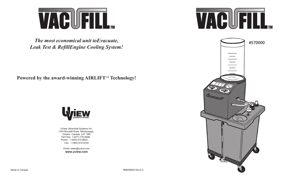 Vacufill Coolant Exchanger