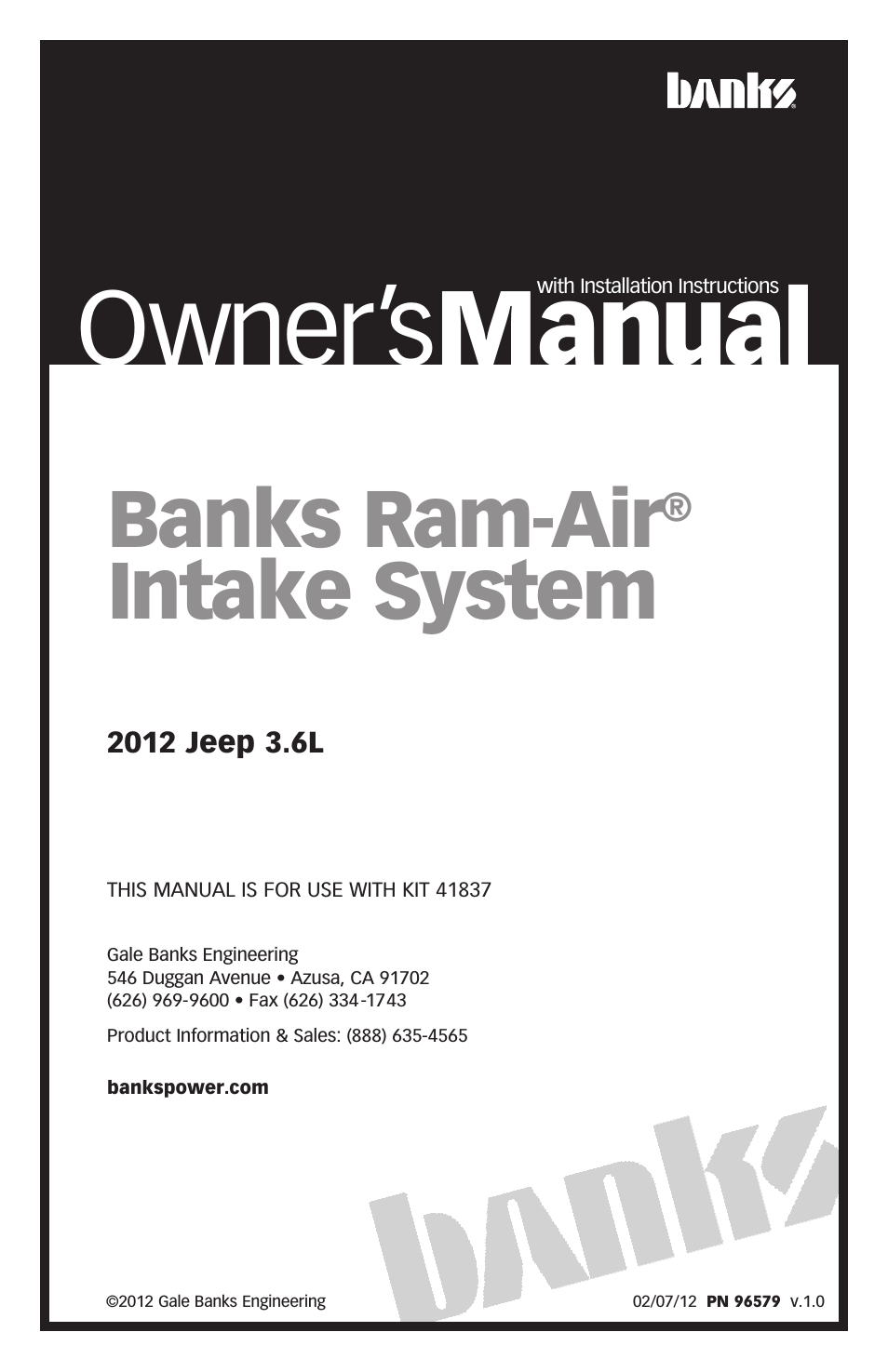 Jeep Trucks: (Gas ’12 - 14 3.6L) Ram-Air Intake System 3.6L Wrangler