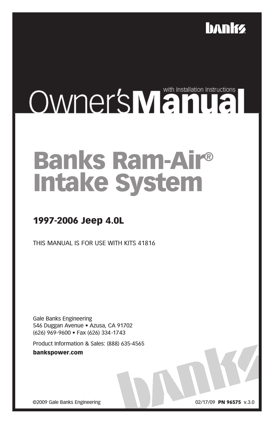 Jeep Trucks: (Gas ’91 - 06 Wrangler 4.0L) Intake- Ram-Air intake system '97-06 Jeep 4.0L