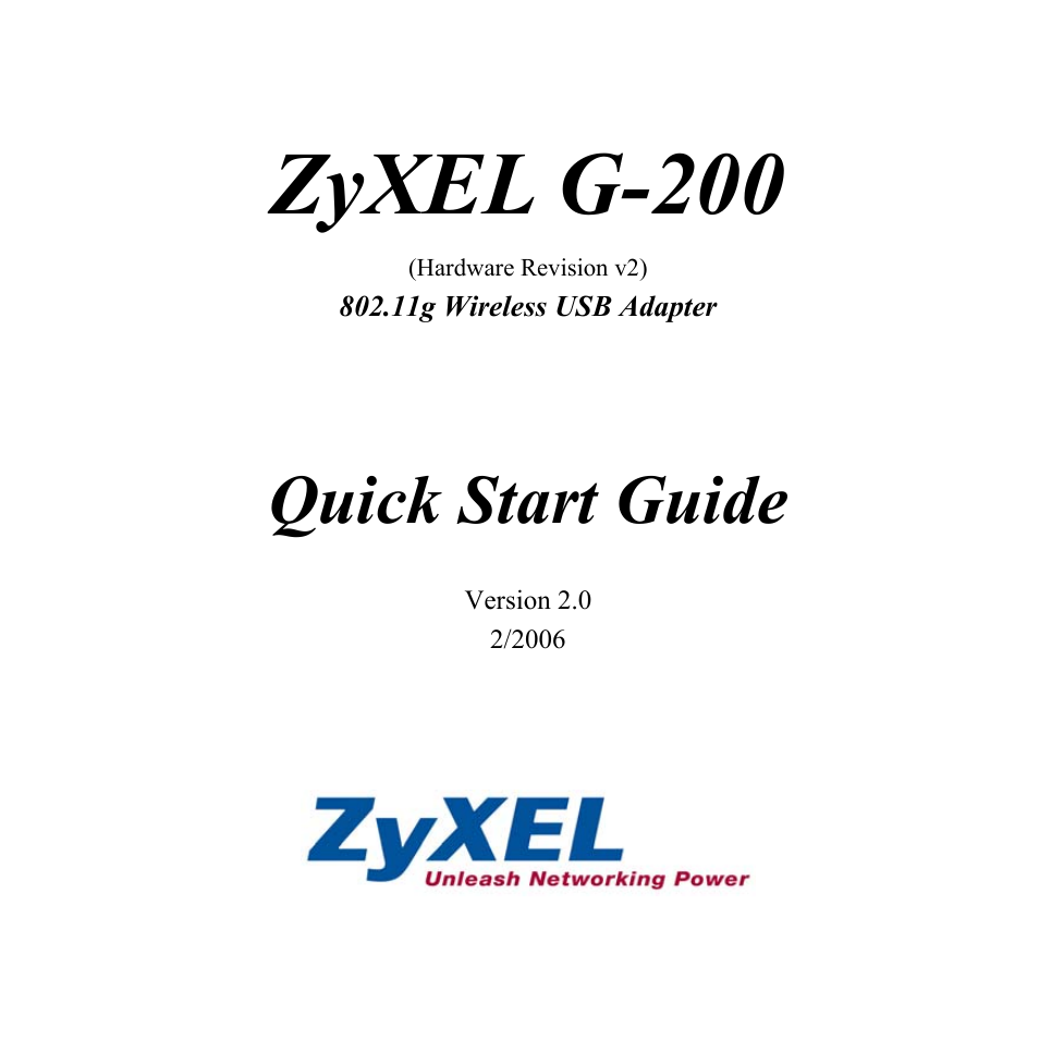 802.11g Wireless USB Adapter ZyXEL G-200