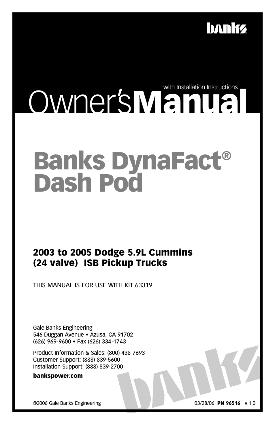 DynaFact Dash Pod '03-05 Dodge 5.9L Cummins Truck