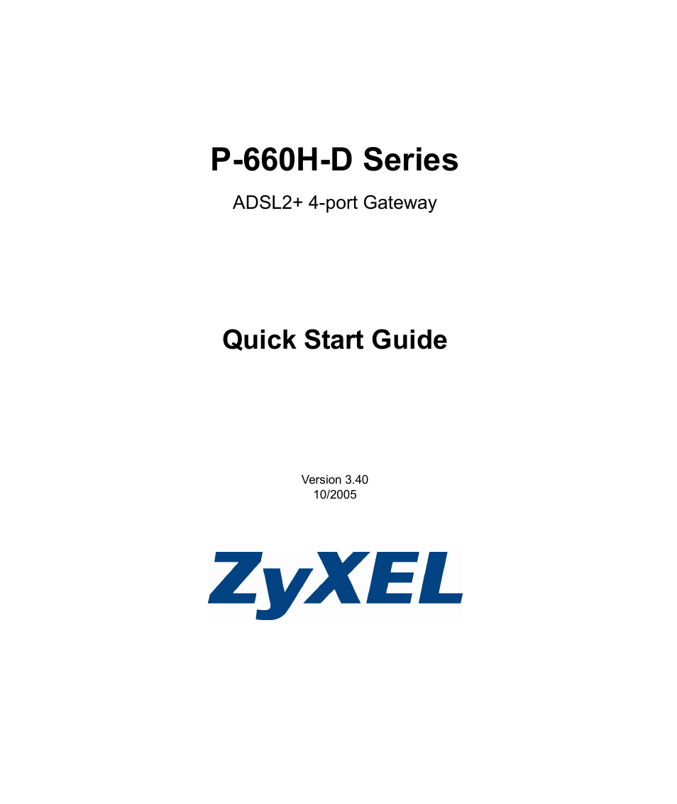 ADSL2+ 4-port Gateway P-660H-D Series